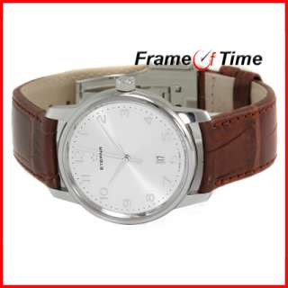 Eterna Soleure Silver Arabic Dial Brown Leather Watch  