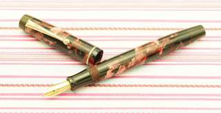 Vintage PARKER VICTORY Red Marble Fountain Pen SENIOR Mark I RARE 