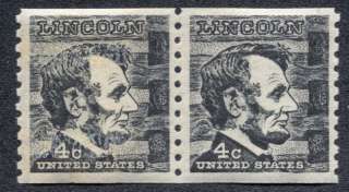 US 1303 Mint NH VF 4 Cent Lincoln Coil Pair  