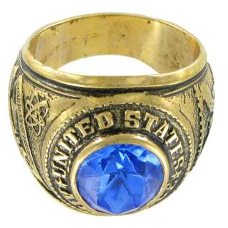 US Air Force Ring 14K GP Blue Crystal Made USA SZ 7  
