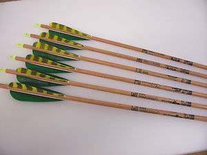   Tip Traditional Arrows w/Yellow Barred & Green Feathers (1535)  