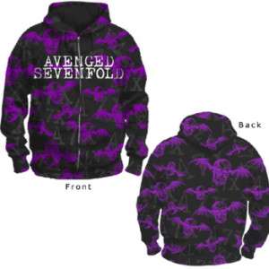 AVENGED SEVENFOLD Allover Print Zipup Hoodie NEW A7X  