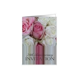  70th Anniversary Party Invitation Soft pink roses0 Card 
