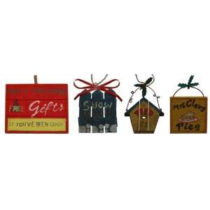  WoodMetal Sign Ornaments Set of Four: Home & Kitchen