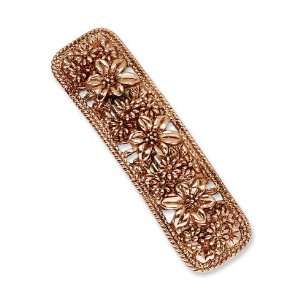  Copper tone with Flowers Bar Barrette/Mixed Metal Jewelry