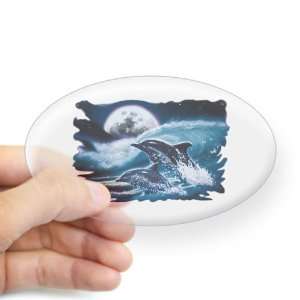  Sticker Clear (Oval) Moon Dolphins: Everything Else