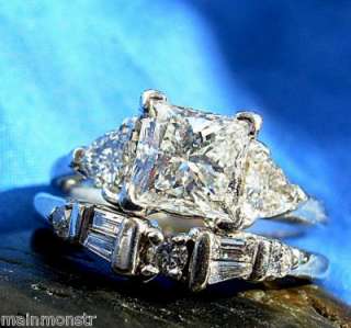 PRINCESS Cut Engagement Ring Diamond Platinum Solitaire  