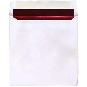  8.5 x 8.5 White with Red Foil Lined Envelope   25 envelopes 