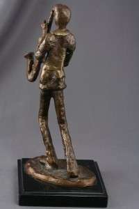 Vintage Bronze Jazz Musician Saxophone Player Sculpture  