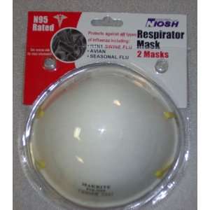 Swine Flu N95 NIOSH Respirator Mask   Pack of 2 Masks