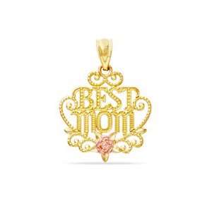   Best Mom Charm in 10K Two Tone Gold 10K FRIEND/FMLY CHRM: Jewelry