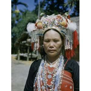  Ami Woman Dressed for Dance Wears Ornate Headdress and 
