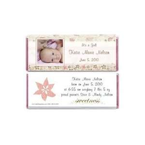  BAG437   Photo Baby Girl Dainty Flowers Candy Bar Wrappers Baby