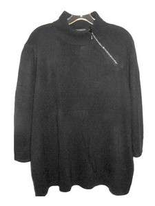   Black Pullover Sweater/Top Rhinestone Zipper Trim NWT $48 1X  