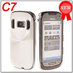 ALUMINUM METAL HARD PLASTIC PLATED CASE COVER FOR NOKIA C7 SILVER 