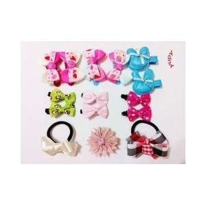  Wholesale 15 Pieces Hair Clip Bow Mixed Colorful (6 Pairs of Hair 