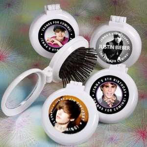 Justin Bieber Personalized Compact Mirrors & Brush Favor (8 Total)