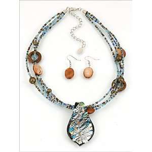   Jewelry Desinger Inspired Multi Beads Necklace and Earrings Set