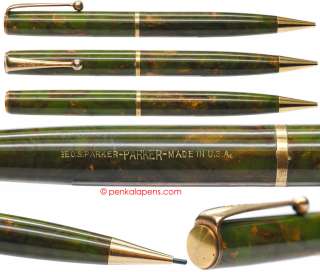 PARKER Depression Thrift Time gold green pencil 1932.  