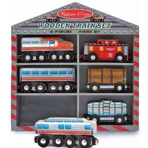  Melissa & Doug Wooden Train Cars Set: Toys & Games