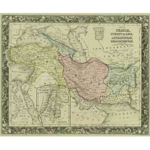 Mitchell 1860 Antique Map of Persia, Turkey, Afghanistan, Beloochistan 