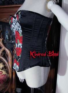   ,Gothic Skull&roses steel bones corset 【S 22/M 24】  