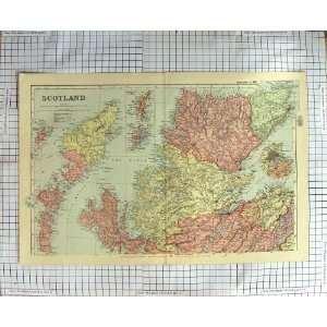   ANTIQUE MAP c1900 SCOTLAND INVERNESS ABERDEEN ORKNEY: Home & Kitchen