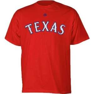  Texas Rangers Wordmark Logo T Shirt (Red) Sports 