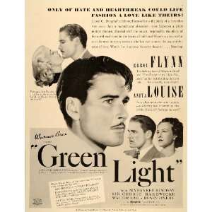  1937 Ad Warner Bros. Movie Errol Flynn Green Light Film 