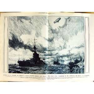  1917 WAR TRANSPORT SEA NAVY SHIPS ZEPPELIN PEARS PRINT 