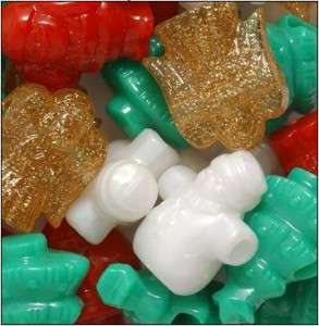 10 Jumbo Christmas Plastic Beads 21   25mm Santa Tree  