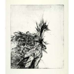  1967 Print Abstract Little Bird Line Art Leon N. Hicks 