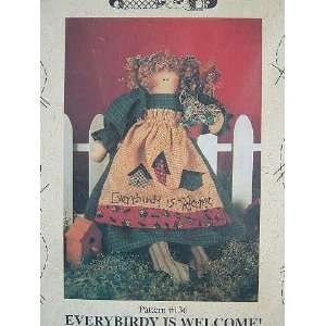 IS WELCOME 18 DOLL HOLDING FLOWER POT & BIRDHOUSE   PATTERN 