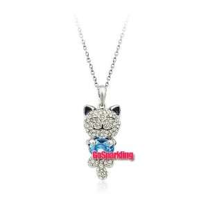   Cat Pendant Necklace Used Swarovski Crystals