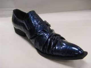    Fiesso New Blue Patent Leather Wrinkled Shoes FI 8090  