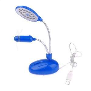  Dark Blue USB Super Bright LED Lamp & Fan for Notebook/PC 