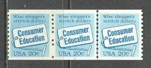 US Sc# 2005 MNH FVF 3 Strip PL# 1 Consumer Education  