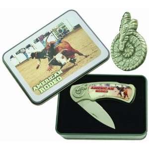  American Rodeo Bull Rider Collectable Pocket Knife Sports 