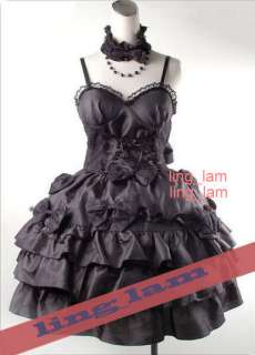 Dolly Gothic Punk Lolita Party Dress+necklace 61182 BLK Size L  