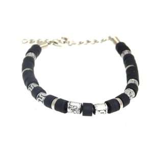 Surf Surfer Black & Silver Colour Bead Beads Bracelet Wristband   A