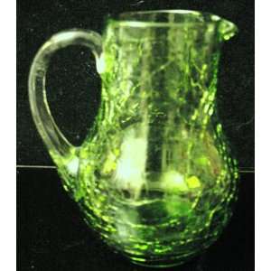    Crackle Glass 3 1/2 Miniature Green Pitcher: Everything Else