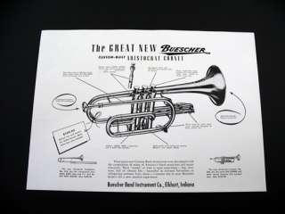 Buescher Aristocrat Cornet 1956 print Ad  