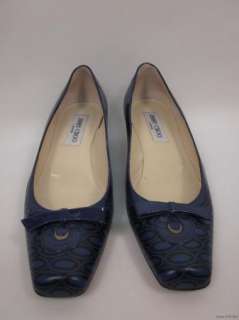 JIMMY CHOO Blue Leather Printed Kitten Heels Pumps sz 38.5 / 8.5 