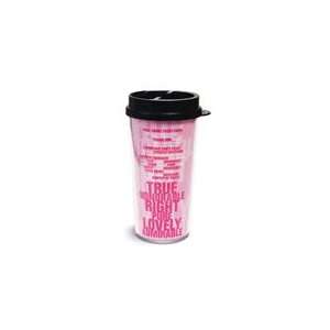   Stacked Words Pink Tumbler Mug Pure Lovely Admirable: Home & Kitchen