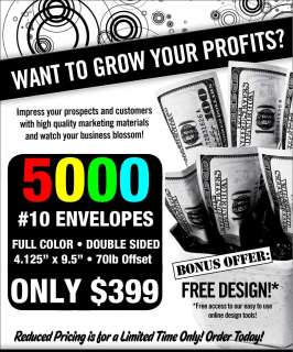   10 ENVELOPES ✔ FREE DESIGN ✔ PRINTING SALE ✔ $399 ★★  