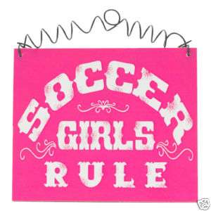 Soccer Girls Rule Wood Sign Cottage Chic Shabby Decor  