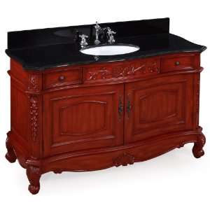 Versailles 48 inch Antique Vanity (Black/Red Brown), Includes Cabinet 
