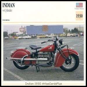 Motorcycle Card 1930 Indian Inline 4 cylinder Motocycle  