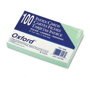  Oxford® ESS 7421GRE RULED INDEX CARDS, 4 X 6, GREEN, 100 