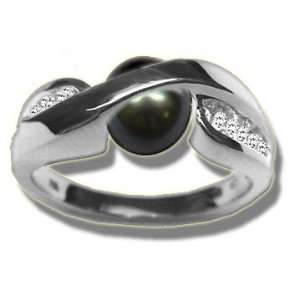    .15 ct 7mm Pearl Underside Designer Ladies White Ring Jewelry